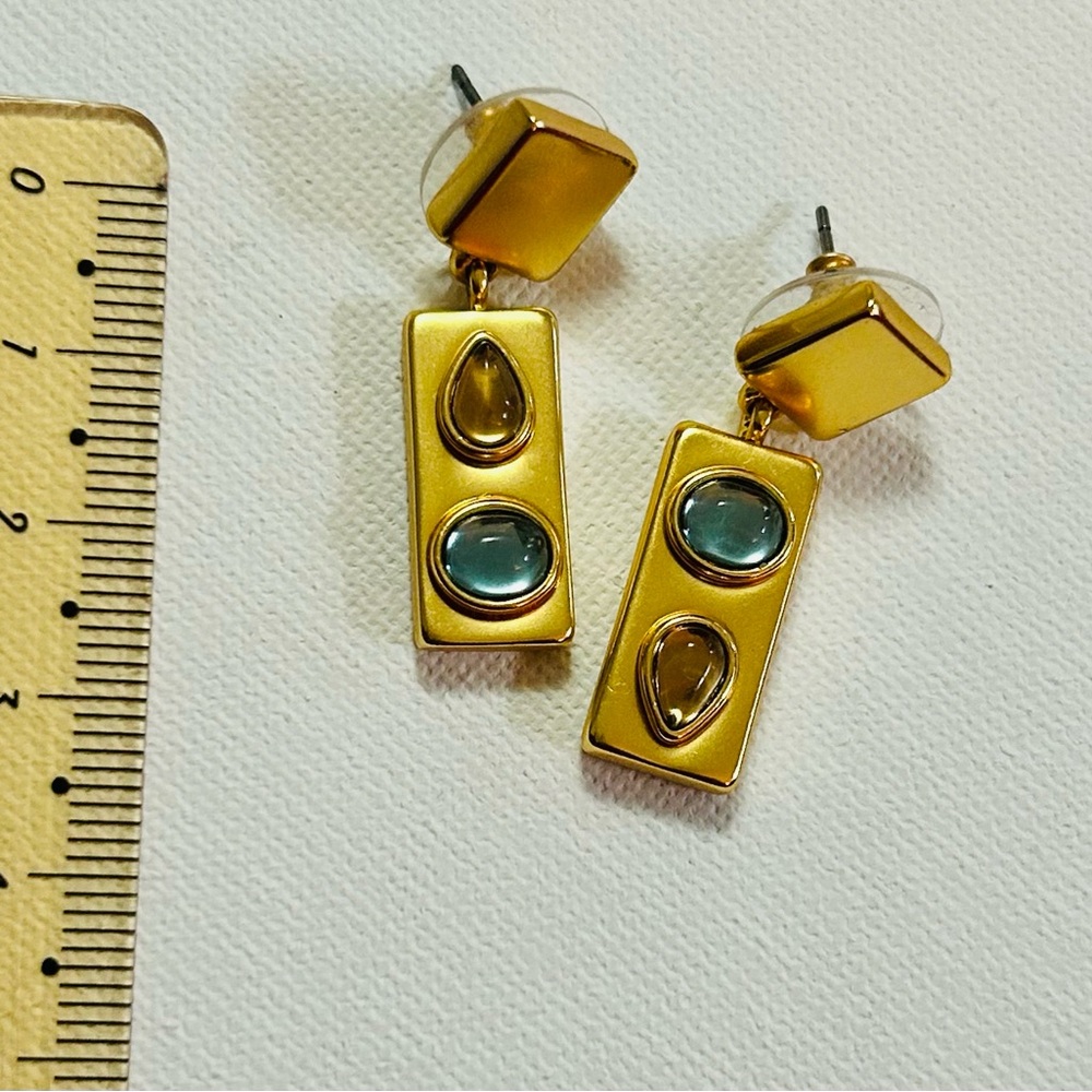 Madewell Gold Earrings with Blue Accents